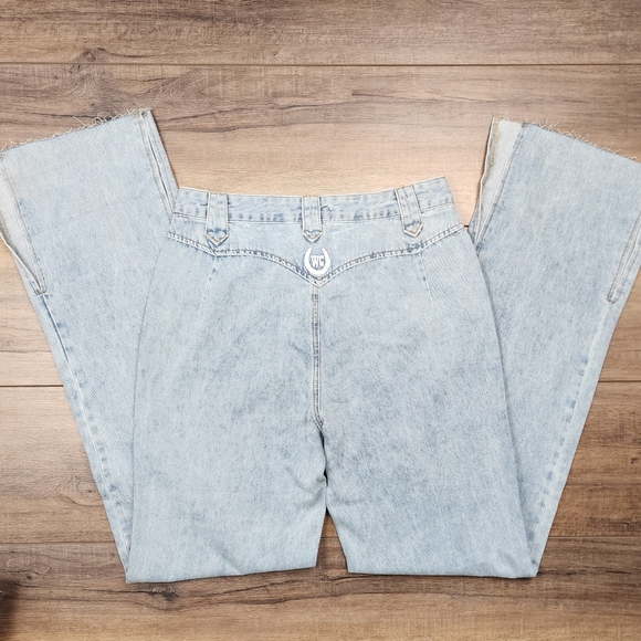 NWT Western Gringa Bareback Lightwash high rise jeans raw/split him W28L36 - Picture 7 of 14